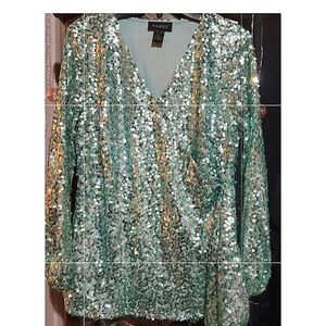 ASHRO Blue sparkle blouse